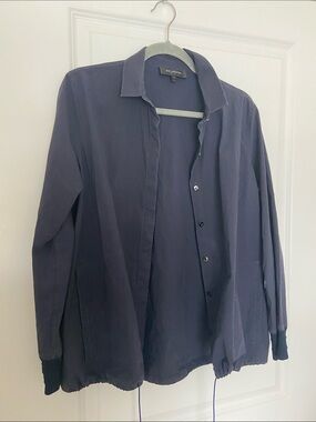 St. John Men's Navy Button-Front Shirt Jacket